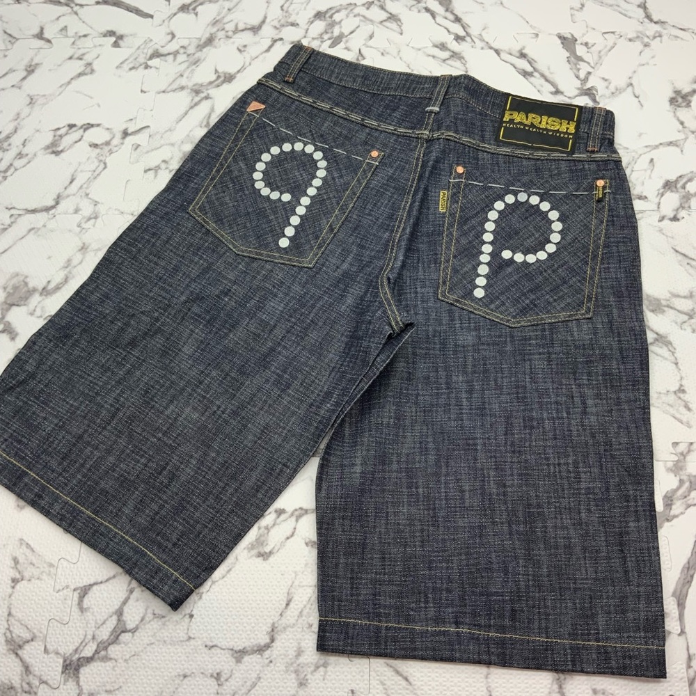 Men's Raw Dk Blue | White Denim Shorts